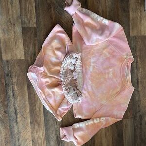 Sarah’s Day by White Fox Pink Tie-Dye Sweatshirt and Shorts Set size Large NWOT